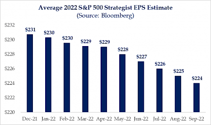 Average 2022 S &P 500 Strategist EPS Estimate (Source: Bloomberg)