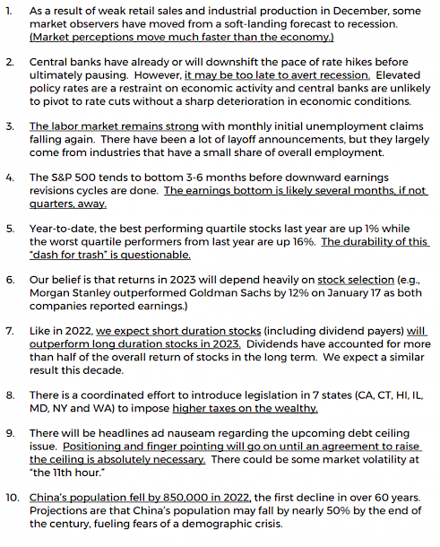 Top 10 World Economic Factors for the Week of 1/23/23