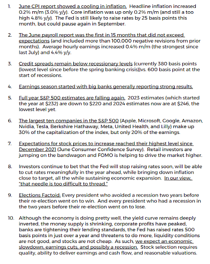 Top 10 Global Economic Factors for the Week of 7/17/2023